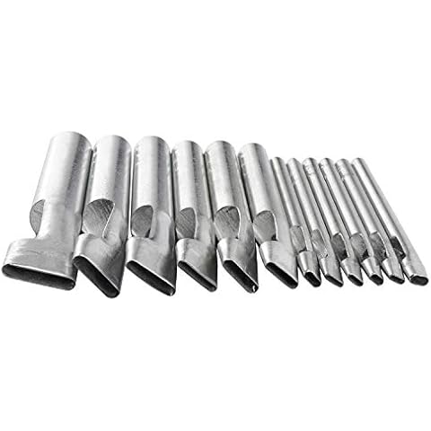 YaeKoo Leather Craft Oval Shape Hole Punch Set 2mm-5mm Oblong Shape Punch for Belt Watch Band Leathercraft Working (12 Pcs) Cover