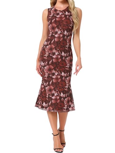 Robe de cocktail Allegra K en maille fleurie pour sublimer la silhouette sans manches