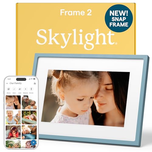 Image of Skylight Digital Picture Frame 2 - 10 inch Full HD Wi-Fi Touch Screen, 16GB Digital Photo Frame, Load Photos & Videos Directly from Phone, Anti-Glare - Ideal for Personalized Gifting, Classic Blue