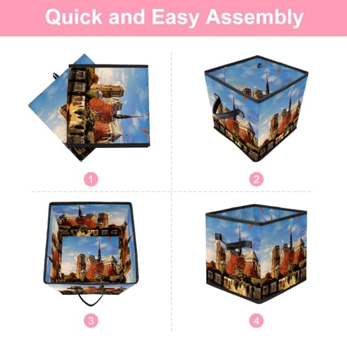 Boîte de rangement maison cube en tissu avec poignées intégrées pour chambre