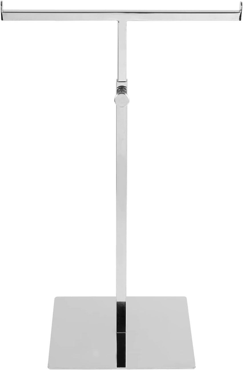 Countertop Adjustable Display Stand Stand for Purses/Handbags, Wreaths, Wigs, Hats and Crafts (T-Stand, Silver)