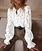 PRETTYGARDEN Women's Dressy Casual Lace Blouse Long Sleeve Button Up Shirts Tops Spring Fall Fashion Clothes (White,Medium)
