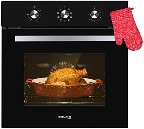 24 Inch Wall Oven, GASLAND Chef ES609MB Built-in Electric Wall Oven, 240V 3200W 2.3Cu.f Convection Wall Oven with Rotisserie, 9 Cooking Modes, Mechanical Knob Control, Transparent Window, Black