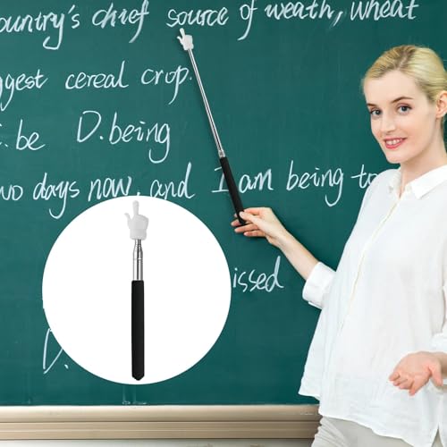 2 Stück Teleskop Lehrer Zeiger, Zeigestab Ausziehbar, Finger Zeigestock, Verlängerbarer Handzeiger, Versenkbare Klassenzimmer für Klassenzimmer Persönliche Interaktion, Schwarz