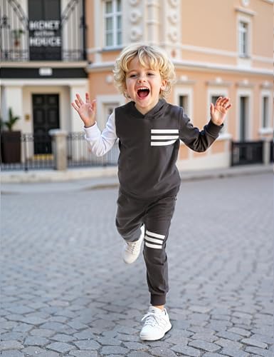 Image of Toddler Boy Clothes Long Sleeve Hoodie Sweatsuits Tops and Pants 2Pcs Boys Fall Winter Outfits Set