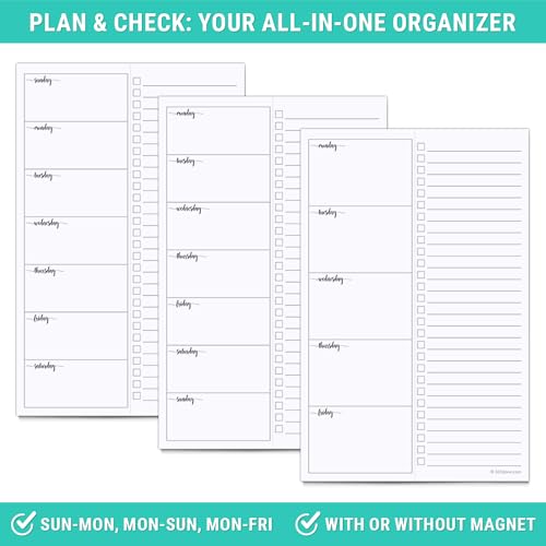 321done weekly plan with checklist notepad  50 sheets 55x85 small  made in usa - two column minimalist to-do planning memo pad simple planner schedule inserts monday start