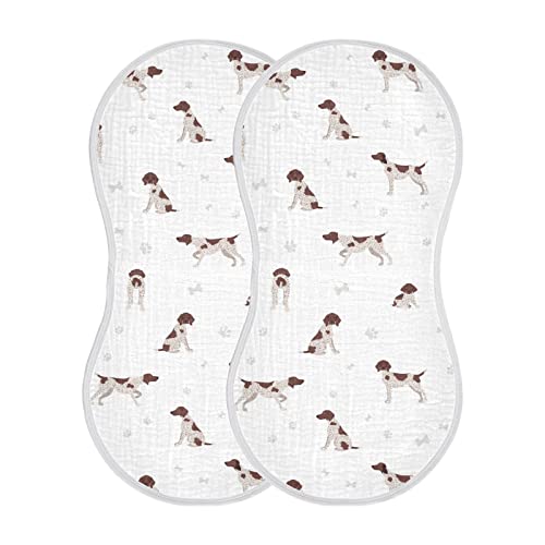 Image of YYZZH German Shorthaired Pointer Muslin Burp Cloths for Baby 2 Pack 100% Cotton Baby Washcloths Bibs for Boy Girl