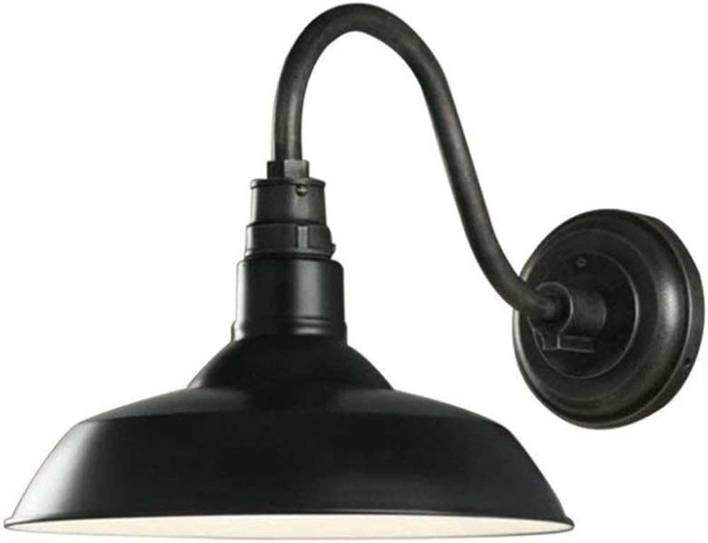 Fengbaoyu One Color Gooseneck Barn E27 Wall Lamp Waterproof Ip65 Outdoor Wall Light Retro Farmhouse Porch Black Iron Wall Sconce For Garden Villa Courtyard Balcony Foyer Entrance Corridor Aisle