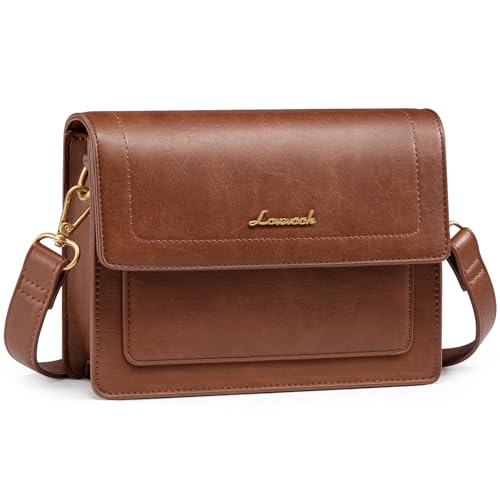 LOVEVOOK Crossbody Bags for Women,Vintage Leather Cross Body Purse,Trendy Designer
