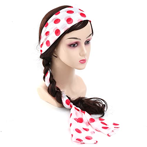 2PCS Women's Scarf Pink Dot and Retro Blue Glasses Halloween Party Props Accessories Costume3