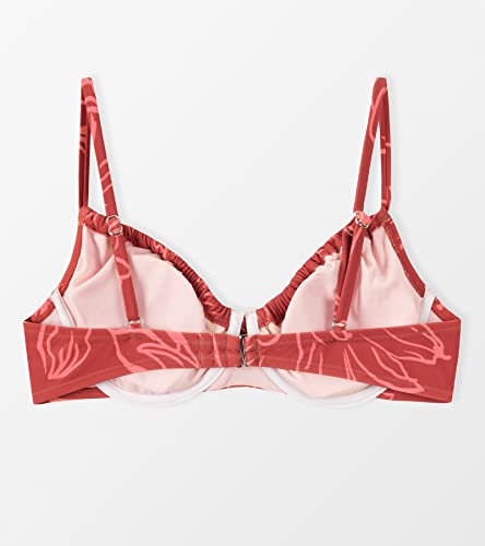 CUPSHE Top de biquíni feminino com aro gancho traseiro alças ajustáveis laço frontal bojos macios re