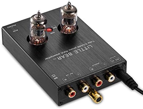 Nobsound Little Bear T7 Valve Tube Preamp Mini Phono Stage RIAA MM Turntable Preamplifier HiFi Audio Pre-Amplifier (Black)
