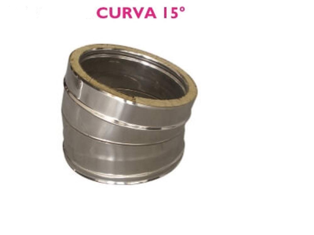 Gomito a 15° per canna fumaria in acciaio inox doppia parete (DN 150-200)