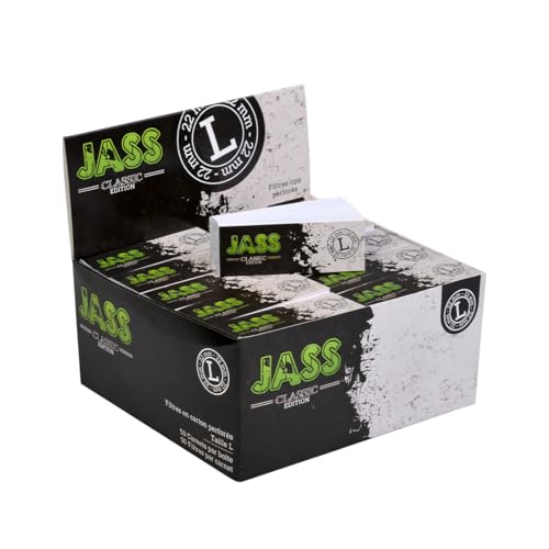 Filtres à Cigarettes JASS Hard Classic Edition – Boîte 50 Carnets x50 Tips (2500 Filtres) – Carton Perforé Taille L | Filtre à Rouler Naturel, Souple et Résistant