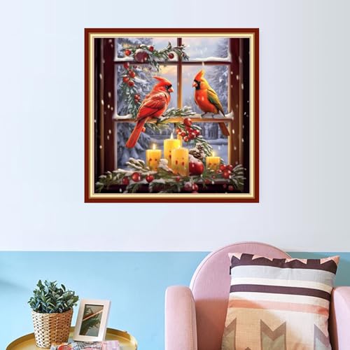 Image of Dooxvey Cross Stitch Kits for Adults Beginners,Full Range of Cross-Stitch Stamped Kits Needlepoint Kits for Beginners Embroidery Kits 11CT Cross Stitch Patterns-Romantic Parrot 18x18 inch