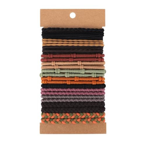 20pcs Hair Tie Bracelets for Women Men, Boho Hair Ties Bracelets Hair Elastics No Damage Ponytail Holders for Thick/Medium/Long Hair (4 Styles, 10 Colors)