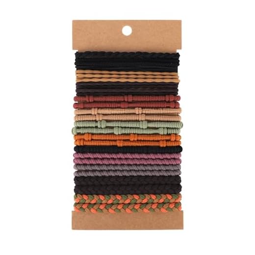20pcs Hair Tie Bracelets for Women Men, Boho Hair Ties Bracelets Hair Elastics No Damage Ponytail Holders for Thick/Medium/Long Hair (4 Styles, 10 Colors)
