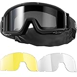 1TG Tactical Airsoft Brille, Taktische Schutzbrille mit 3 Wechselobjektive, Jagdbrille mit CE EN166, Airsoft Gläser für Paintball, Jagd, CS, Radfahren, Outdoor, Schwarz