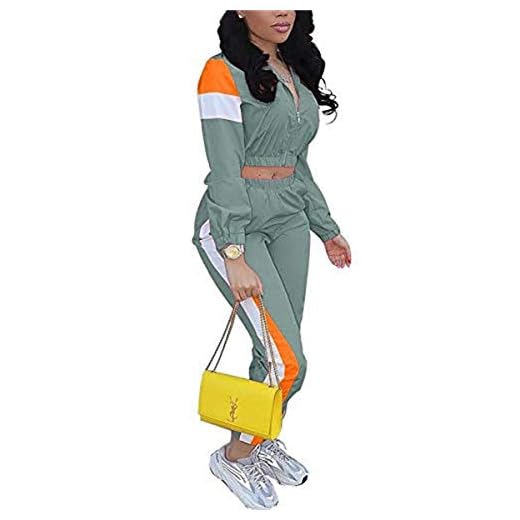EOSIEDUR Women Colorblock 2 Piece Tracksuit Sets Long Sleeve High Waist Pants Sets Colour Sweatsuit Teal X-Large Size 8-10