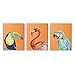 Stupell Industries Bold Tropical Birds Rainforest Animals Toucan Parrot 3pc set Canvas Wall Art, Design by Patricia Pinto