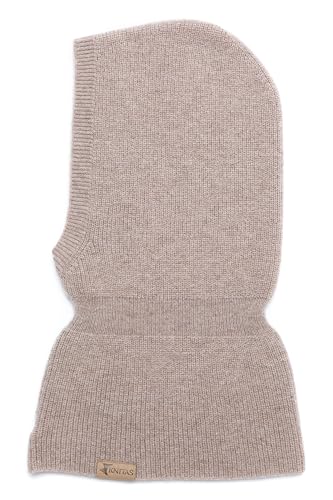KNITAS Einlagig Gestrickte Kindermütze aus Merino und Kaschmirwolle für Babys, Kleinkinder I Super Weiche Warme Sturmhaube I Kinder Wintermütze in Beige- Größe (50-54) für 3+ Jahre