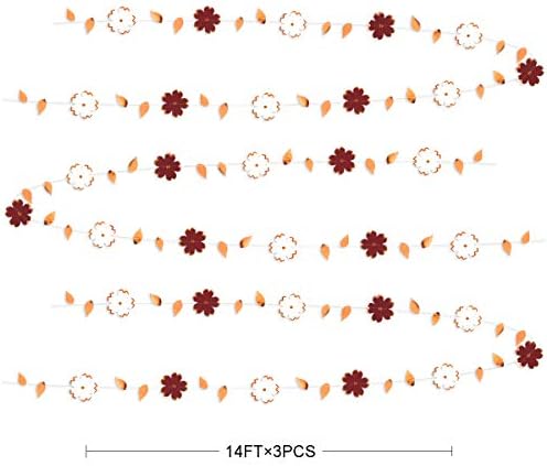42 Ft Burgundy White Paper Flower Garland Rose Gold Foil Hanging Leaf Flower Streamer Banner for Bachelorette Engagement Wedding Birthday Bridal Shower Anniversary Tea Party Decoration Supplies(3pack)