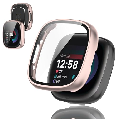 FINEEN Fitbit sense2 /Fitbit versa4 �J�o�[ PC�f�� �����K���X�S�ʕی� �Ή� Fitbit sense2 /Fitbit versa4 �P�[�X ��p �ی�P�[�X �f�U�C���ȒP���t�� �ϏՌ��� �����ߗ� �w��h�~ fo