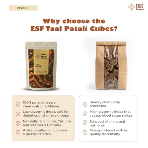 Image of Earth Story Farms Natural Palm jaggery Cubes | 100% Pure | Boosts Digestive System | Karupatti Mittai - 400gm