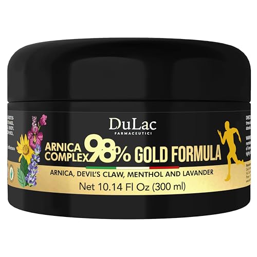Dulàc - Arnica Gel for Bruising and Swelling, Arnica Montana 98% Maximum Strength + Devil's Claw for Muscle and Joint Massage, Arnica Montana Complex 98% 10.14 Fl Oz, Gold Formula