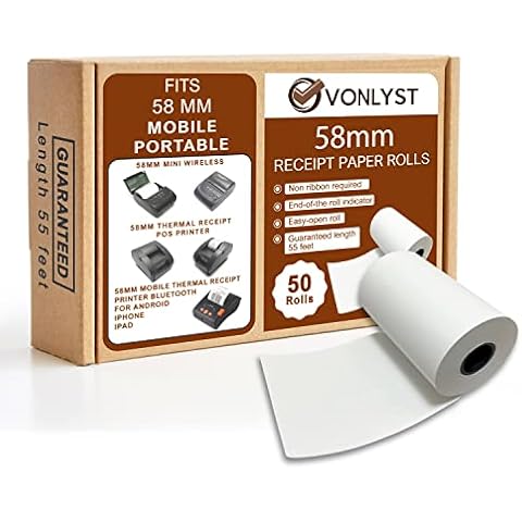 Vonlyst Receipt Paper Roll for 58mm Mobile Portable Thermal Printer (Pack 50 rolls) Cover