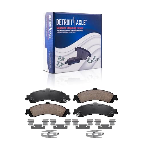 Image of Detroit Axle - REAR Brake Kit for Cadillac Escalade ESV EXT Chevy Silverado | Suburban Avalanche 1500 Tahoe Replacement Drilled Slotted Disc Brake Rotors Ceramic Brake Pads: 12.99 inch inch Rotor