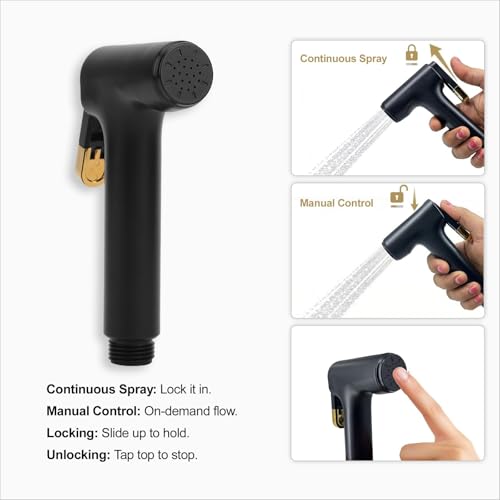 Image of Orvos Health Faucet, Golden Black, ABS Outer Body with Brass Pin Inside, Gun only, Jet Spray for high end Luxury Toilets