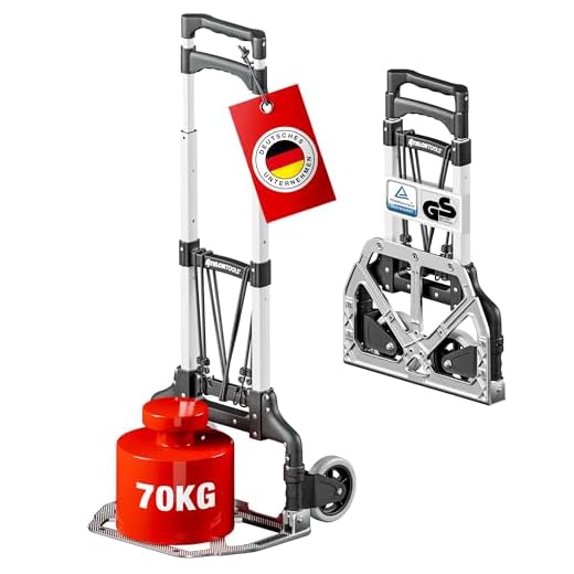 ATHLON TOOLS Aluminium Transportkarre klappbar | Ladefläche mit Anti-Rutsch-Pads | Leichtgängige Räder mit Soft-Laufflächen | inkl. 2 Expanderseilen | Farbe: schwarz + alu