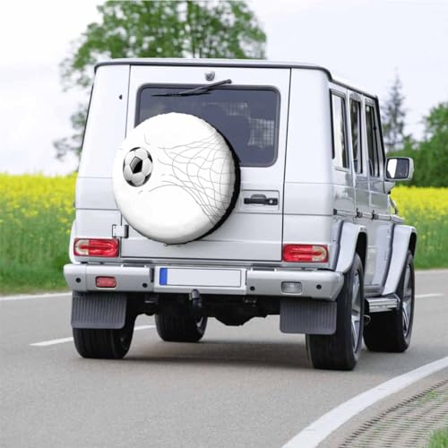 Image of Football Spare Tire Cover Football Passing Through Net Isolated Polyester Universal Wheel Tire Cover for Trailer Camping Weatherproof for Rv SUV Truck Camper Travel 15 inch