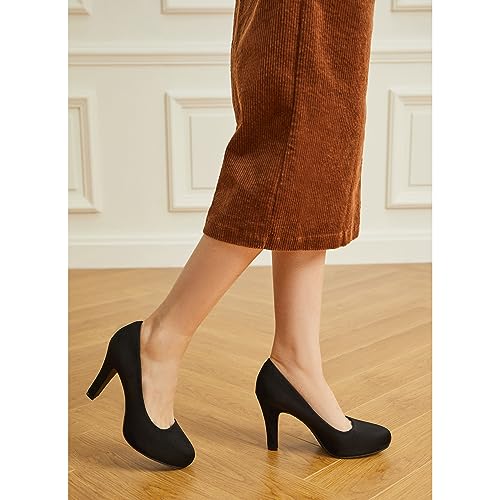Image of Trary Mavisa High Heels for Women 3.2 Inch Chunky Platform Round Toe Pumps