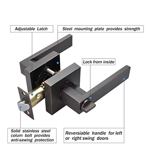 Bed /Bath Room Door Lever For Privacy Bathroom And Interior Door Heavy Duty Door Lock Handle Oil Rubbed Bronze Aged Bronze Finish #TOP4