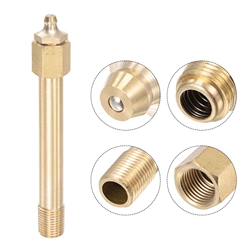 Image of uxcell Brass Straight Grease Fitting Assortment G1 /4 inch Thread 110mm Length Hydraulic Grease Fitting Accessories
