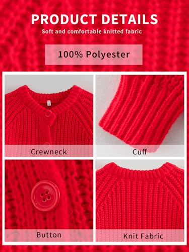 Image of KEOMUD Women's Long Sleeve Cardigan Sweaters Spring Casual Crewneck Button Down Chunky Knit Cardigans