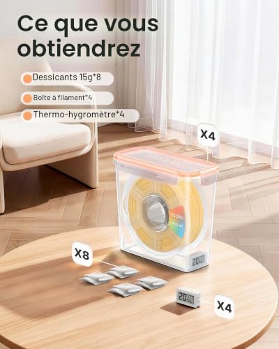 YOOPAI Pro Caja de Almacenamiento para Filamento con Monitor de Temperatura y Humedad - hermética, pantalla visible, protección contra humedad y polvo para Impresión 3D (Pack de 4) – vue 7