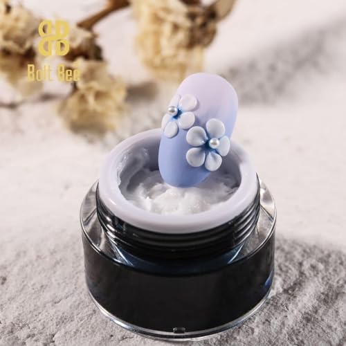 Image of Bolt Bee 5D Sculpting Gel 8g for Nail Art | Hard Builder Gel for Nail Extension,Carving & Embossing, Non-Sticky Texture | 5D Pattern Design Nail Gel for Professional & DIY Use-White