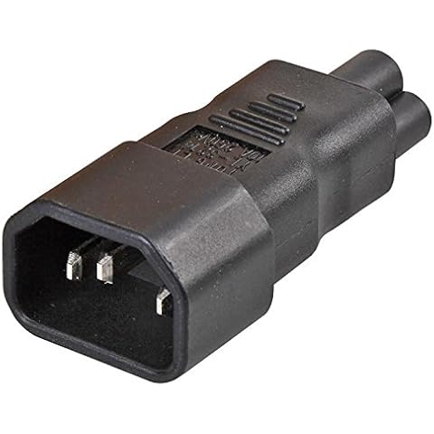 1STec IEC 250V 10A C14 Electrical Plug to C5 Cloverleaf Mickey Mouse Type Electric Socket for Converting Domestic Appliance Mains Power Cable Lead Converter Adaptor (C14 to C5, Black) Cover