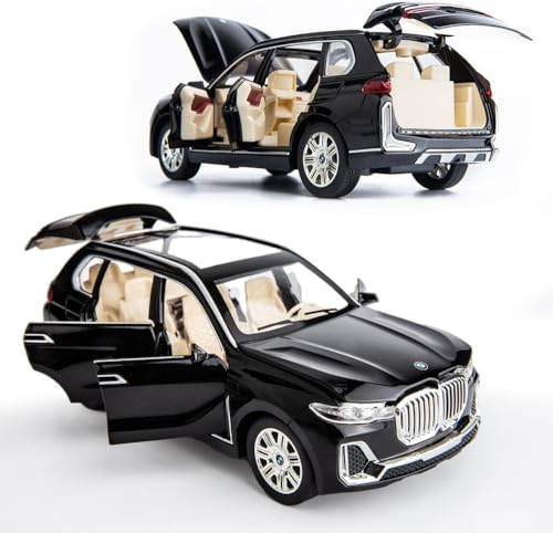 Image of 1:24 Scale Big Size BMW X7 Toy Car | Metal Pullback Diecast Car for Kids with Openable Doors, Sound, Light Effects Toy for Car Enthusiasts (Color As Per Available),black