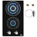 Tempered Glass Gas Cooktop, 12 In Gas Stove Top Gas Cooktop 2 Burners, 120V Built-in Gas Hob Suitable For Dual Fuel LPG/NG, Thermocouple Protection-IsEasy