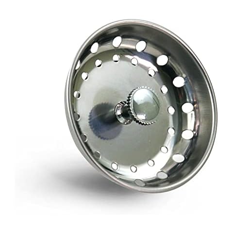 Highcraft 97333O Kitchen Sink Basket Strainer Replacement for Standard Drains (3-1/2 Inch) Chrome Plated Stainless Steel Body with Rubber Stopper, Single Cover