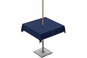 Minimalist 54" Navy Outdoor Table Square Tablecloth with Umbrella Hole