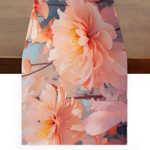 Beautiful Local Flowers Table Runner Home Kitchen Dining Table Decoration Stylish Design for Holiday Birthday Party Indoor Table Farmhouse Style Table Cover for Restaurant Supplies 13x36 Inch