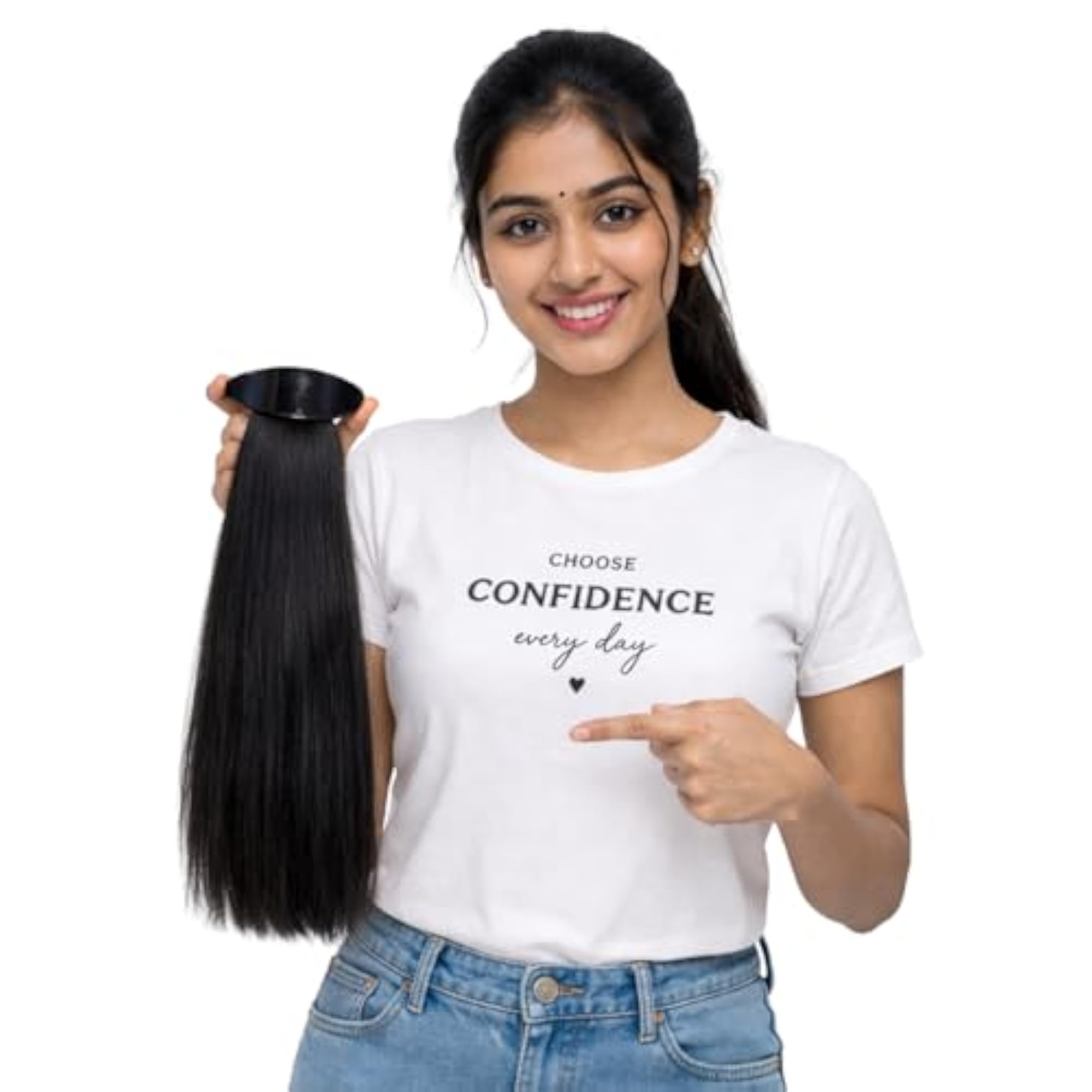 Ponytail Human Hair Extensions, Straight, 12 Inch