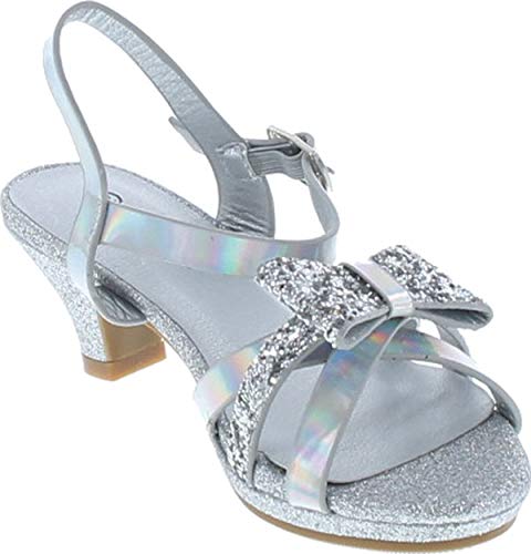 Link Smart-79K Girl's Glitter Bow Strap Buckle Platform Wrapped Heel Sandals3