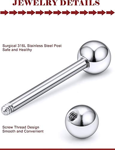 Prjndjw PRT-0073 Jewelry, Silver, 12Pcs, 5/8In(16Mm) L. 14G Tongue Ring Surgical Stainless Steel Tongue Piercing Barbell Body Jewelry thumb #2