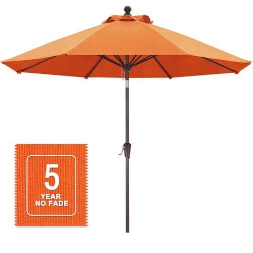 Image of MASTERCANOPY 9ft Olefin 5-Year-Non-Fading Patio Umbrella Tangerine-colored